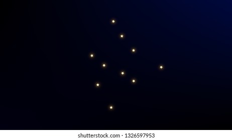Constellation Map. Shining Cosmic Sky with Many Stars.     Astronomical Print. Dark Blue Galaxy Pattern. Vector Constellation Pattern.