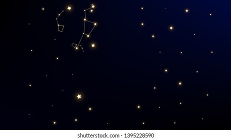 Constellation Map. Shining Cosmic Sky with Many Stars.     Astronomical Print. Dark Blue Galaxy Pattern. Vector Stars Background.