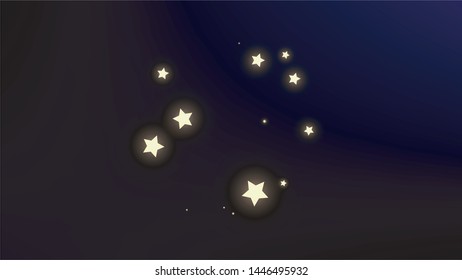 Constellation Map. Shining Cosmic Sky with Many Stars.     Astronomical Print. Gradient Blue Galaxy Pattern. Vector Space Stars Background.