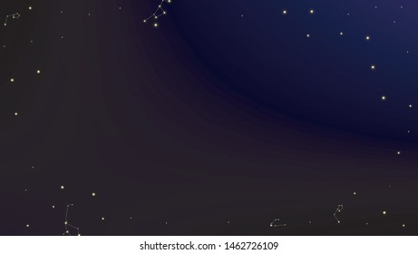Constellation Map. Shining Cosmic Sky with Many Stars.     Astronomical Print. Night Galaxy Pattern. Vector Zodiac Sky Background.