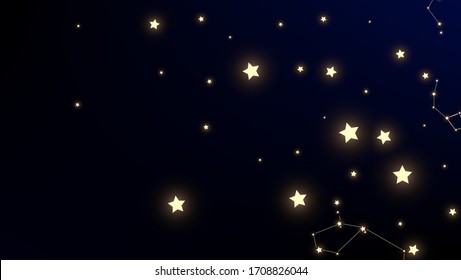 Constellation Map. Shining Cosmic Sky with Many Stars.     Dark Galaxy Pattern. Astronomical Print. Vector Constellation Pattern.