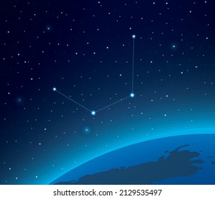 Constellation Menca with planet  in deep space 