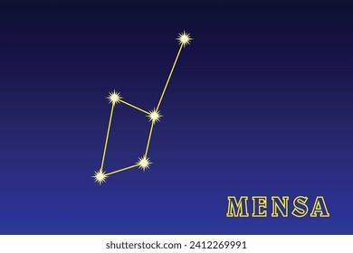 Constellation Mensa. Illustration of the constellation Table Mountain. The dim circumpolar constellation of the southern hemisphere of the sky. Contains 24 stars