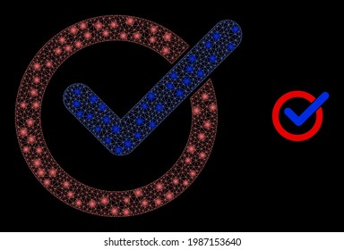Konstellationsgitter-Wählkreuz mit Lichtpunkten. Vektorkonstellation erzeugt aus dem Symbol mit Stimmenkreuz. Die knappe Masche des Schlachtkörpers hitzt sich auf schwarzem Hintergrund an.