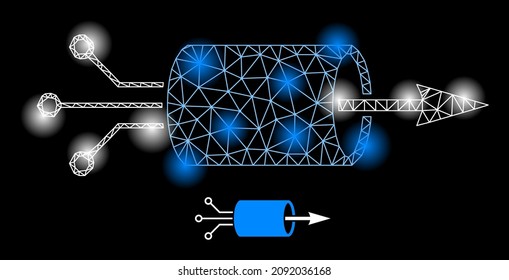 Constellation mesh VPN integration web icon with bright spots. Illuminated constellation done using VPN integration vector icon. Constellation frame web polygonal VPN integration,