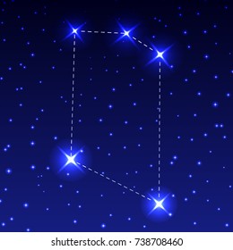 The Constellation Of The Microscope in the night starry sky. Vector illustration of the concept of astronomy