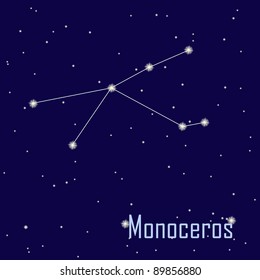 The constellation " Monoceros" star in the night sky. Vector illustration