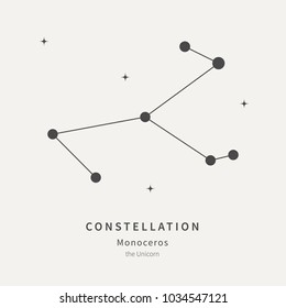 The Constellation Of Monoceros. The Unicorn - linear icon. Vector illustration of the concept of astronomy