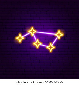 Constellation Neon Label. Vector Illustration of Space Promotion.