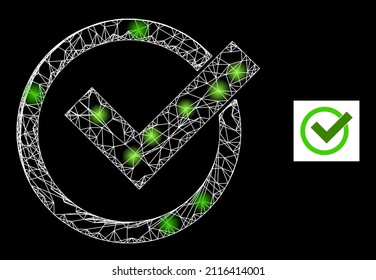 Konstellationsnetz-Maschen akzeptieren Symbol mit flare Lichtpunkte. Leuchtende Konstellationen werden aus akzeptierten Vektorsymbol und gekreuzten Linien erzeugt. Konstellationsrahmen auf schwarzem Hintergrund akzeptiert.