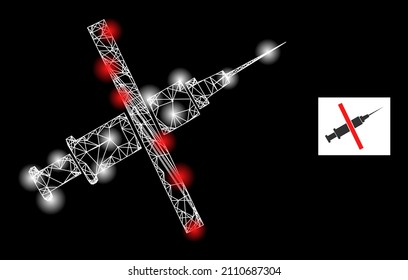 Constellation net no addiction drugs icon with bright spots. Illuminated constellation is done using no addiction drugs vector icon and intersected lines. Illuminated carcass no addiction drugs,