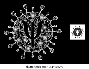 Icono de cepa del virus Psi de Constellation net con puntos de brillo. La constelación iluminada se realiza a partir del icono vectorial de cepas del virus Psi y de las líneas de cruce. cepa de virus Psi de canal iluminada,