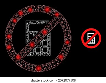 Constellation net stop calculator web icon with bright spots. Illuminated constellation is created from stop calculator vector icon. Constellation carcass web polygonal stop calculator,