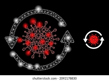Constellation network coronavirus update web icon with illuminated spots. Illuminated constellation generated using coronavirus update vector icon. Glowing frame web polygonal coronavirus update,
