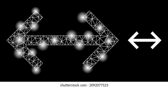 Constellation network exchange arrows web icon with glowing light spots. Illuminated constellation is done from exchange arrows vector icon. Constellation carcass web polygonal exchange arrows,