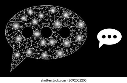 Constellation network forum message web icon with glitter spots. Illuminated constellation generated using forum message vector icon. Illuminated frame web polygonal forum message,