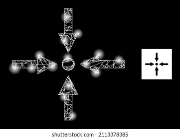 Icono de punto de encuentro de la red de constelación con focos luminosos. Modelo iluminado creado mediante icono vector punto de reunión y líneas de cruce. Punto de encuentro de la canal iluminado,