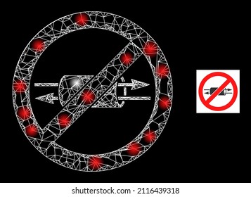 Constellation network stop VPN icon with illuminated spots. Illuminated constellation is created using stop VPN vector icon and crossing lines. Glowing carcass stop VPN, on a black background.