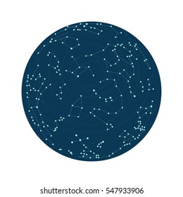Constellation in the night sky. Stars vector map 