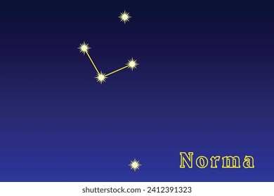 Constellation Norma. Illustration of the constellation Nagonnik. Constellation of the southern hemisphere of the sky. Constellation contains 42 stars