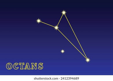 Constellation Octans. Illustration of the constellation Octant. A small and very dim constellation of the southern hemisphere of the sky, including the South Pole of the world