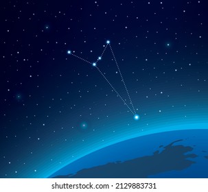 Constellation Octans with planet in deep space 