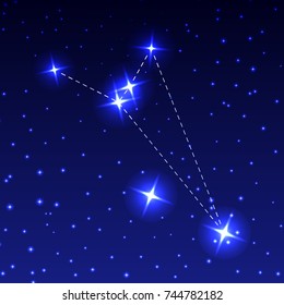 The Constellation Octant in the night starry sky. Vector illustration of the concept of astronomy