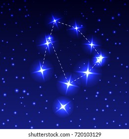 The Constellation Of Ophiuchus in the night starry sky. Vector illustration of the concept of astronomy
