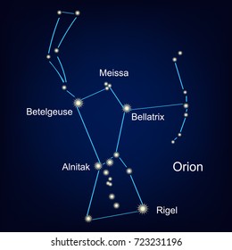 constellation orion hunter against the sky vector illustration