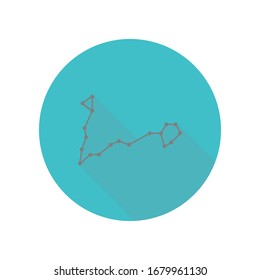 Constellation and part of zodiacal system canser pisces long shadow icon. Simple glyph, flat vector of web icons for ui and ux, website or mobile application