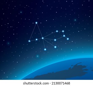 Constellation Pavo with planet in deep space 