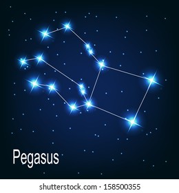 The constellation "Pegasus" star in the night sky. Vector illustration