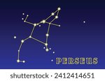 Constellation Perseus. Illustration of the constellation Perseus. Northern sky constellation named after Greek hero who killed Gorgon Medusa