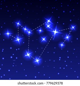 The Constellation of the Phoenix in the night starry sky. Vector illustration of the concept of astronomy