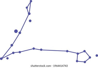 The constellation of Pisces is in blue, as it is the element of water.
