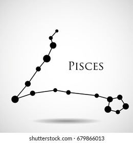 Constellation pisces zodiac sign isolated on white background. Vector illustration. Eps 10
