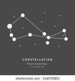 The Constellation Of Piscis Austrinus. The Southern Fish - linear icon. Vector illustration of the concept of astronomy