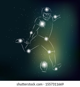 Constellation player kicking ball. American Football