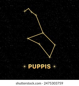 Constellation Puppis Banner. Flacher Stil. Vektorillustration.