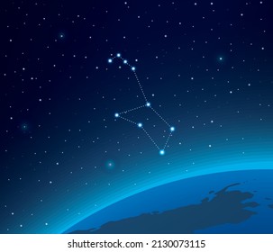 Constellation Puppis con el planeta en el espacio profundo 