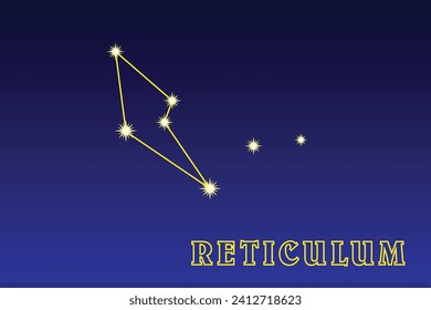 Constellation Reticulum. Illustration of the constellation Setka. Constellation of the southern hemisphere of the sky. It occupies an area of ​ ​ 113.9 square degrees in the sky, contains 22 stars