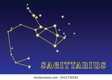 Constellation Sagittarius. Illustration of the constellation Sagittarius. Zodiac constellation lying between Capricorn and Scorpio