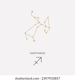 Constellation Sagittarius vector illustration. Sagittarius constellation astrological drawing