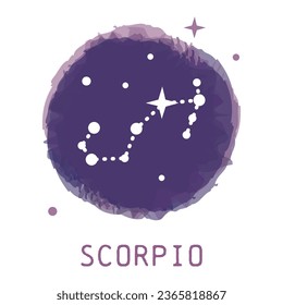 Constellation of scorpio, Vector zodiac sign icon with caption.