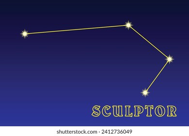 Escultor de constelación. Ilustración del escultor de la constelación. Constelación del hemisferio sur del cielo. Ocupa un área de 474,8 grados cuadrados en el cielo, contiene 55 estrellas. 