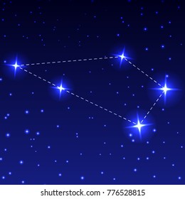 The Constellation Sculptor in the night starry sky. Vector illustration of the concept of astronomy
