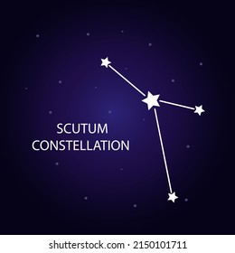 The constellation of Scutum with bright stars. A constellation on a blue background of the cosmic sky. Vector illustration.