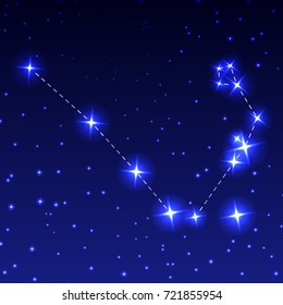 The Constellation Of the Serpent in the night starry sky. Vector illustration of the concept of astronomy