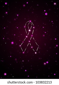 Constellation in the shape of an awareness ribbon