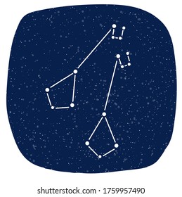 A constellation in the shape of a earring
 floating in the night sky.